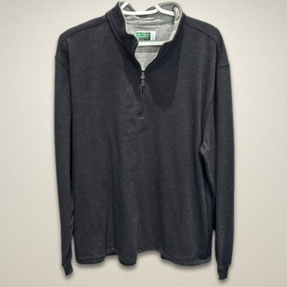 Ben Hogan Performance Mens Quarter Zip Pullover Charcoal Gray Heather Large